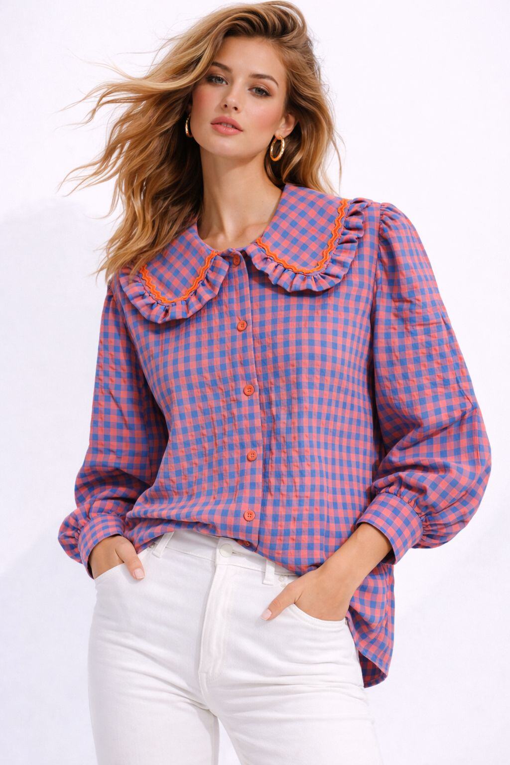 Checked bright coloured gingham pretty shirt