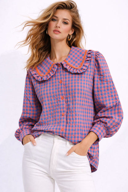 Checked bright coloured gingham pretty shirt