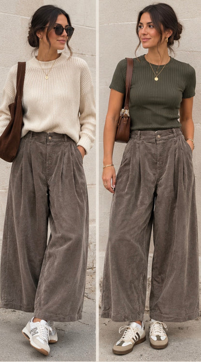 Taupe cord trousers