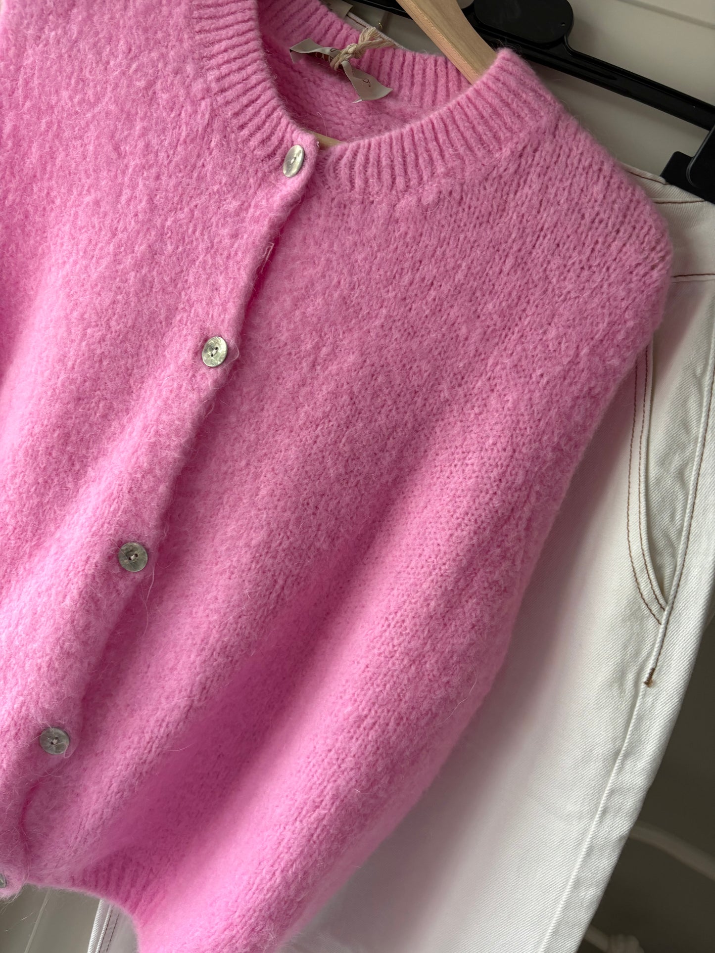 Knit vest Mohair mix pink