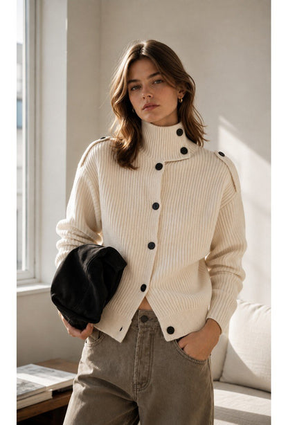 Ecru high neck cardi