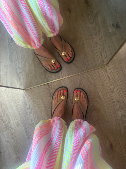 Striped neon Print Trousers