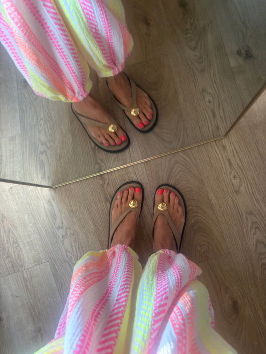 Striped neon Print Trousers