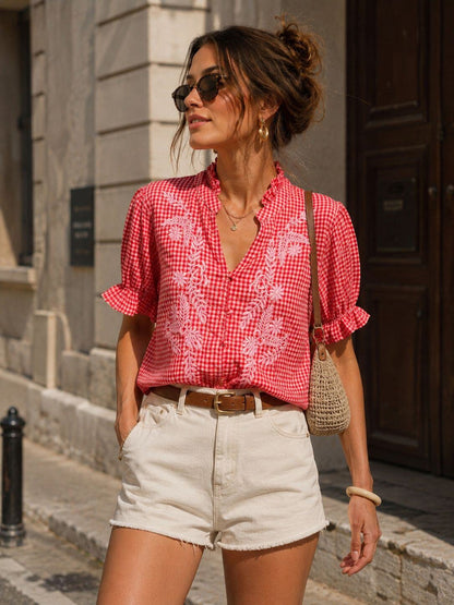 Orange gingham shirt
