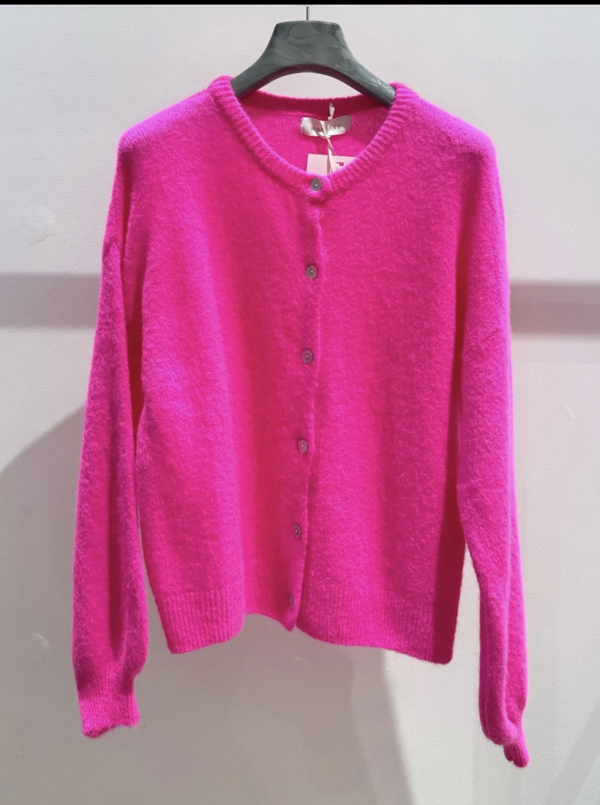 Neon pink alpaca blend cardi