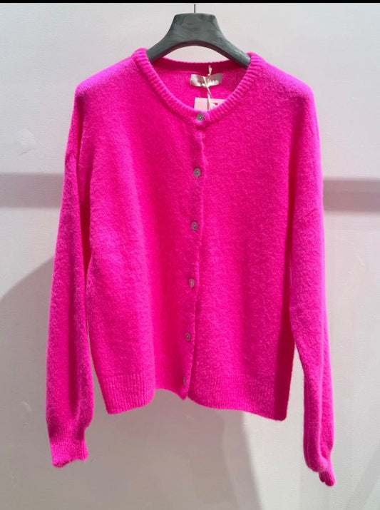 Neon pink alpaca blend cardi
