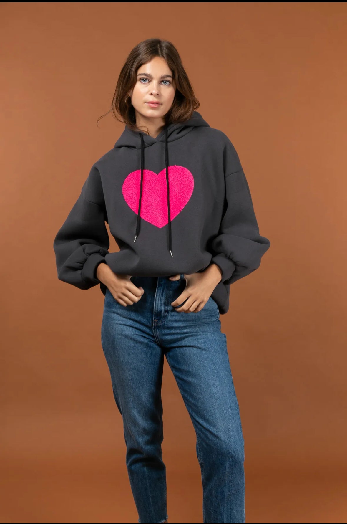 Heart Hoody Dark Grey