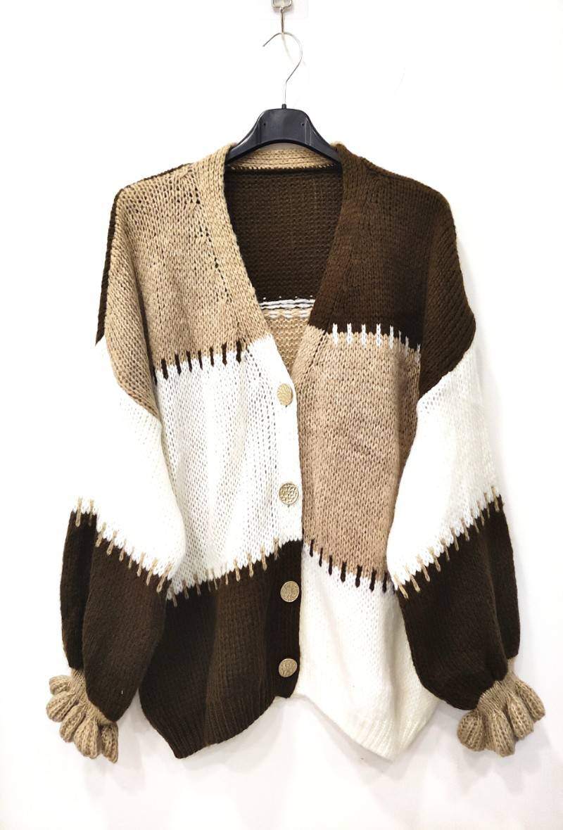 Chocolate toned block cardi