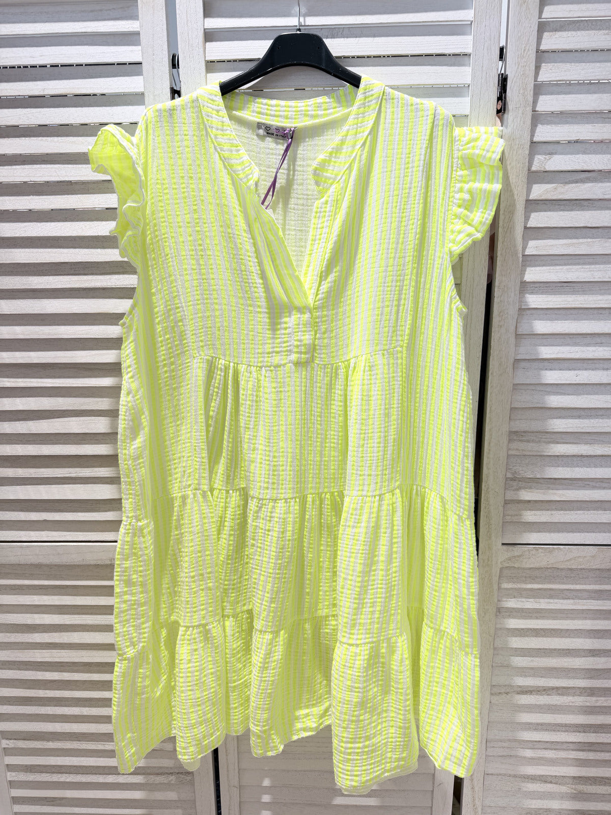 Neon yellow striped dress