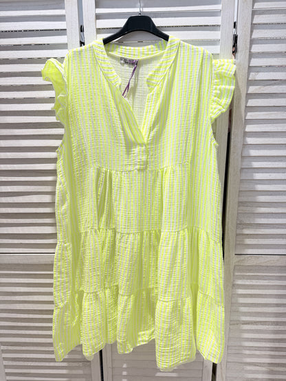 Neon yellow striped dress
