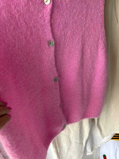 Knit vest Mohair mix pink