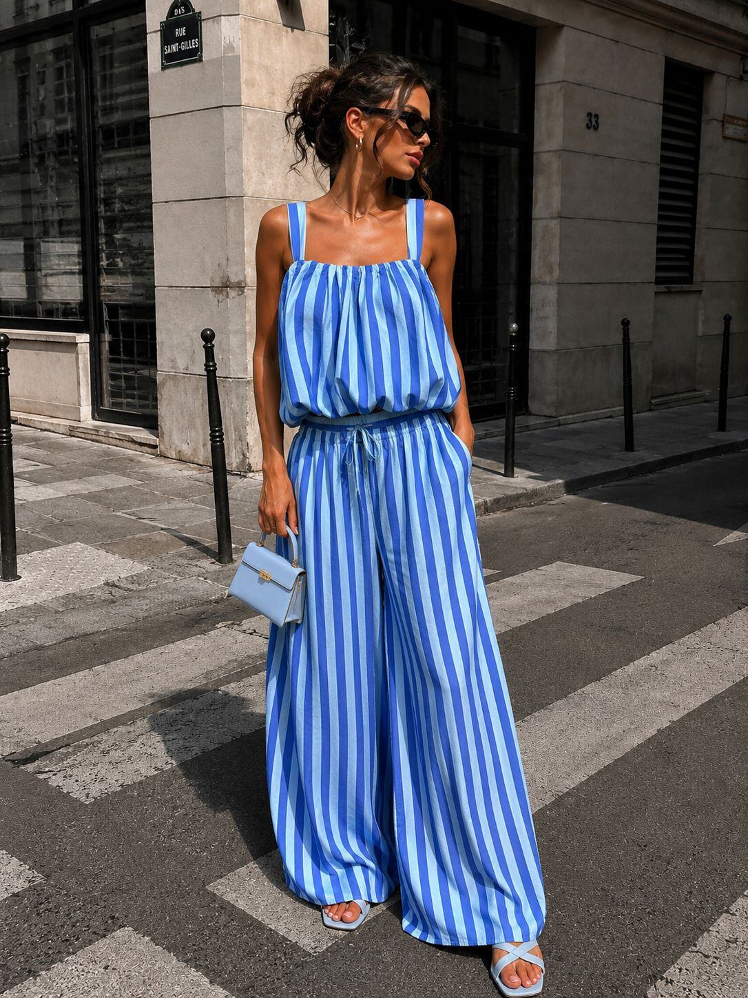 Stripe Blue long Co-ord