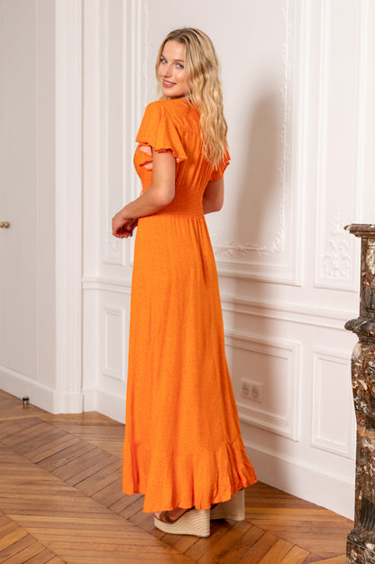 Ditsy Orange Dress