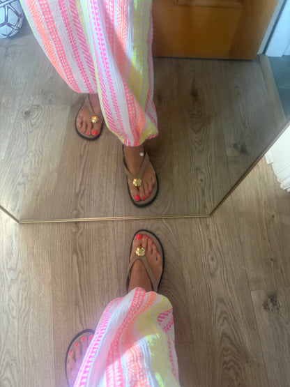 Striped neon Print Trousers