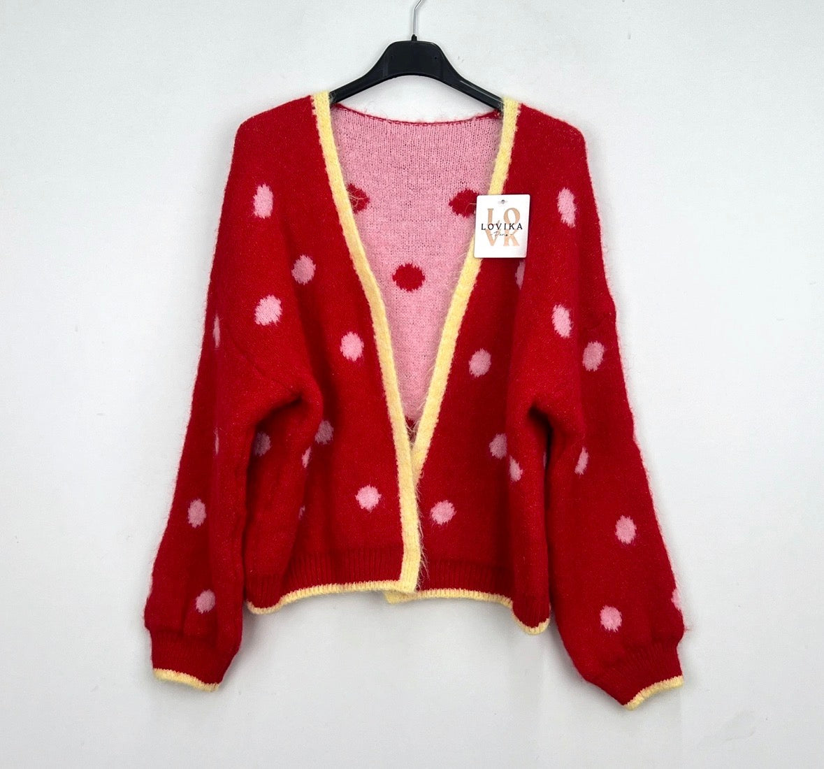 Polka dot red cardi