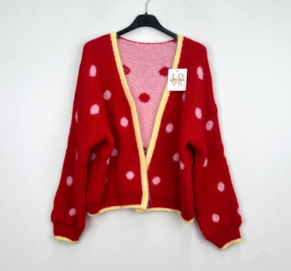 Polka dot red cardi