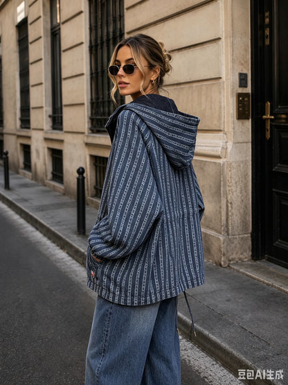 Blue hooded jacket