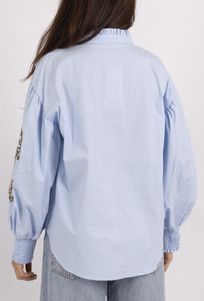 Flower Print Shirt - Blue