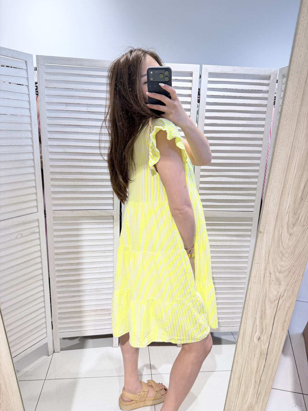Neon yellow striped dress