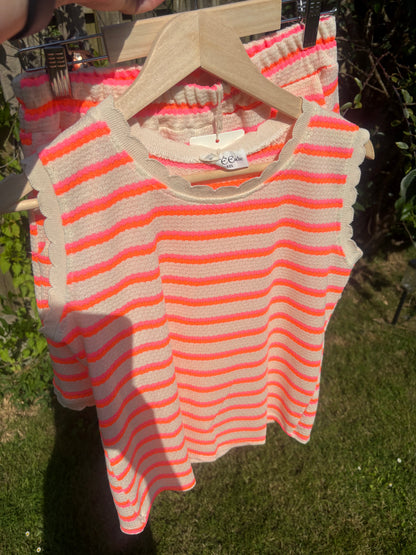Orange scalloped knit Co-Ord