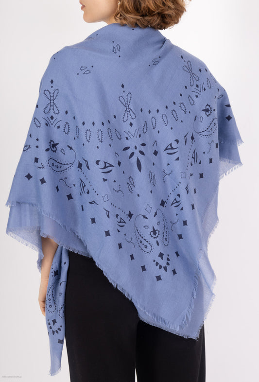 Denim Blue Lrg Paisley Scarf