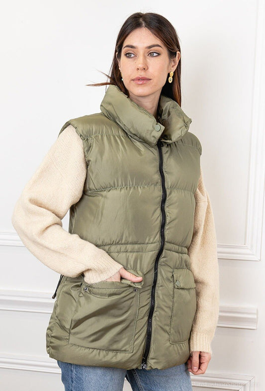 Khaki Sleeveless Jacket