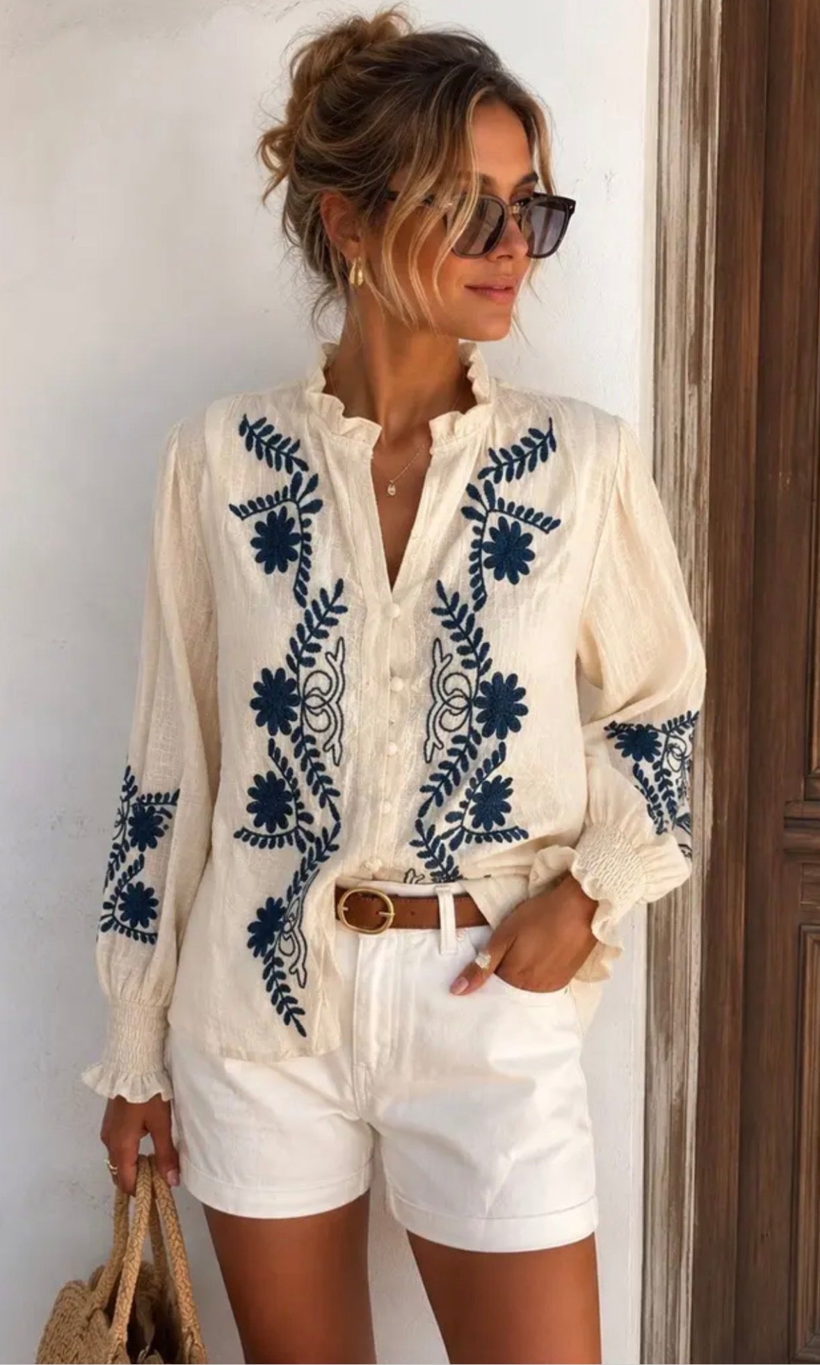 Beige embroidered Blouse