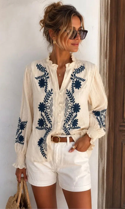 Beige embroidered Blouse