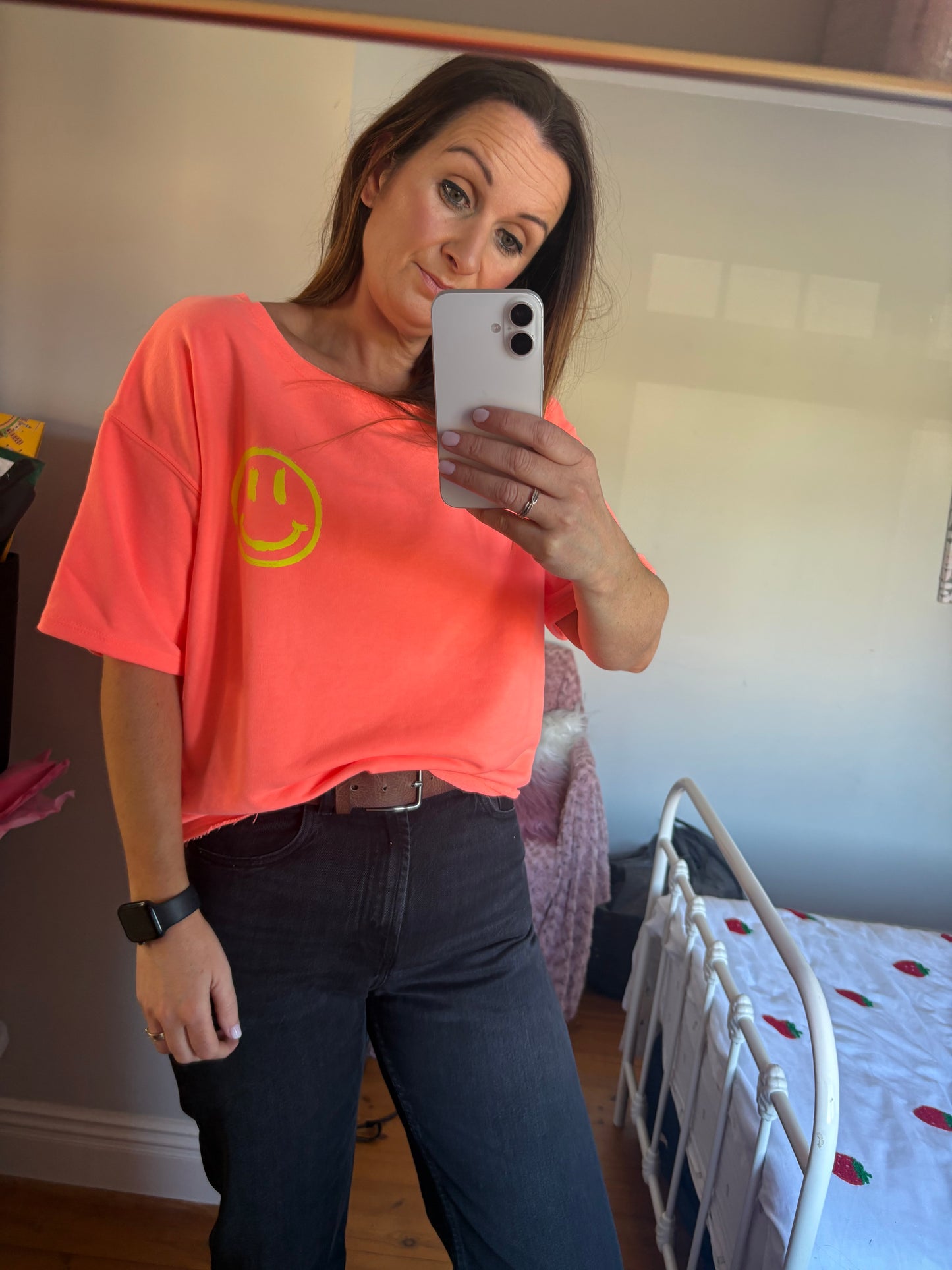 Smiley t-shirt Coral