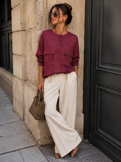 Burgundy draw string shirt