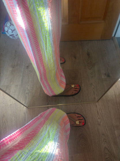 Striped neon Print Trousers