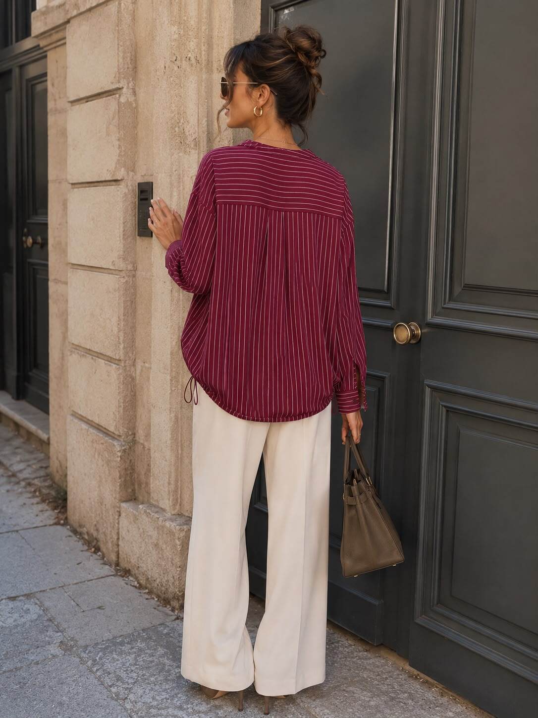 Burgundy draw string shirt