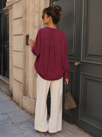 Burgundy draw string shirt