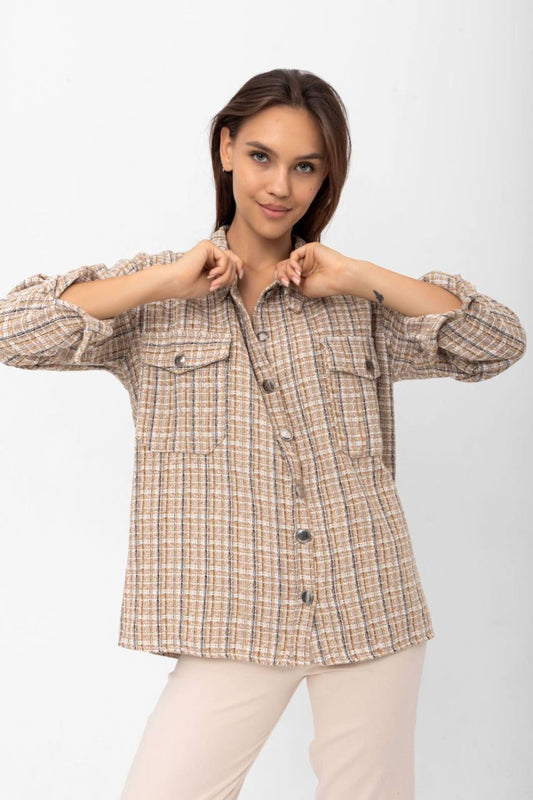 Beige Check Shirt