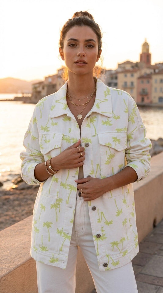 Palm print denim jacket