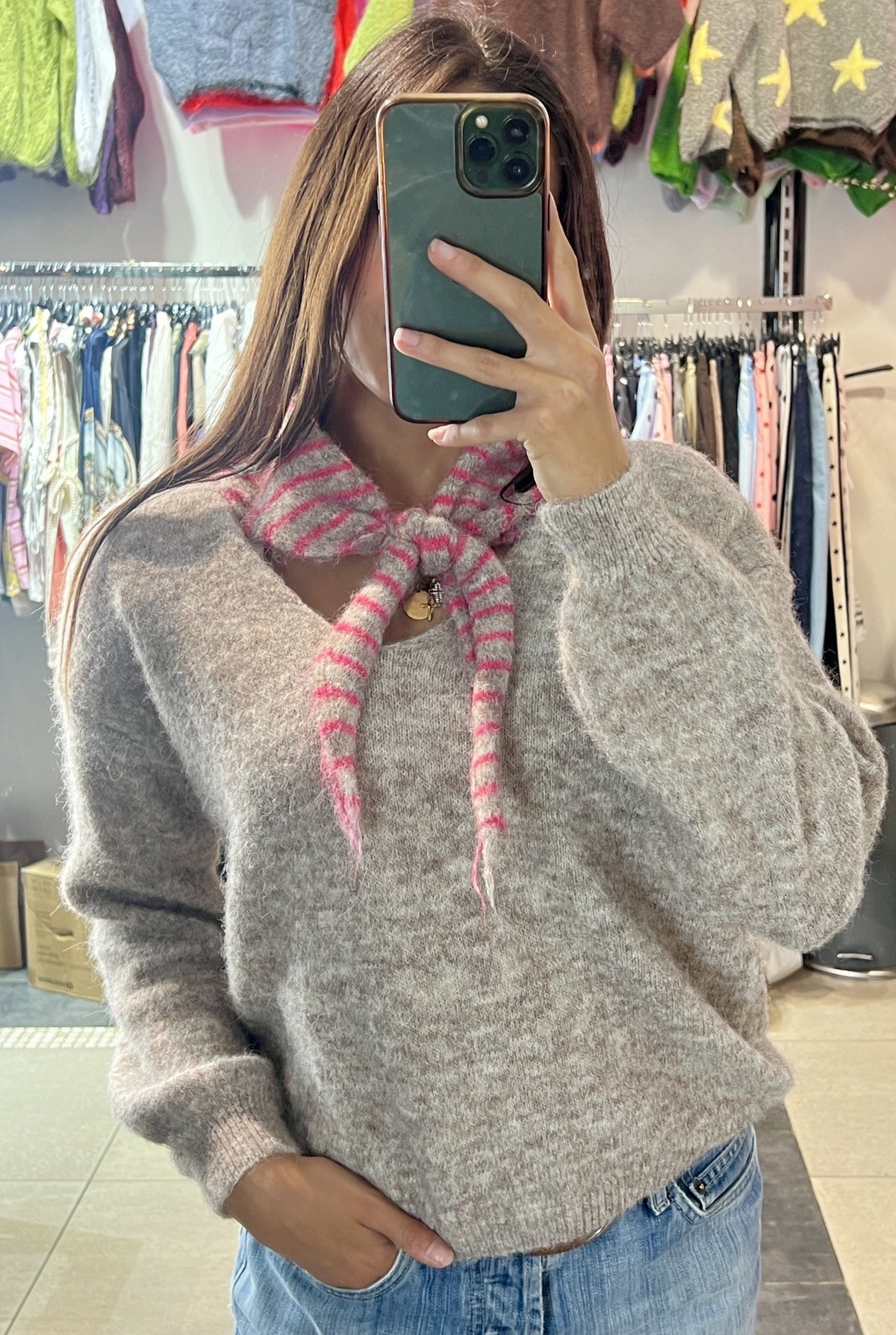 Taupe scarf sweater