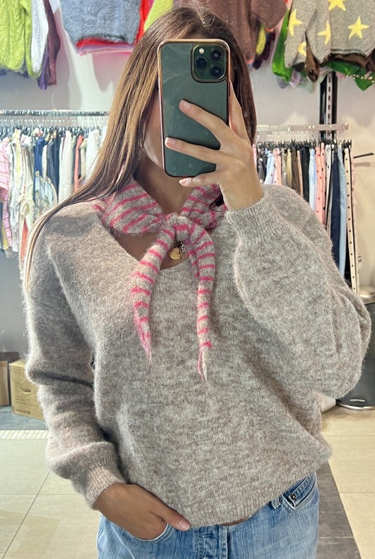 Taupe scarf sweater
