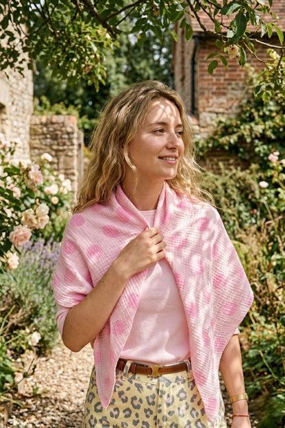 Pink polka dot scarf