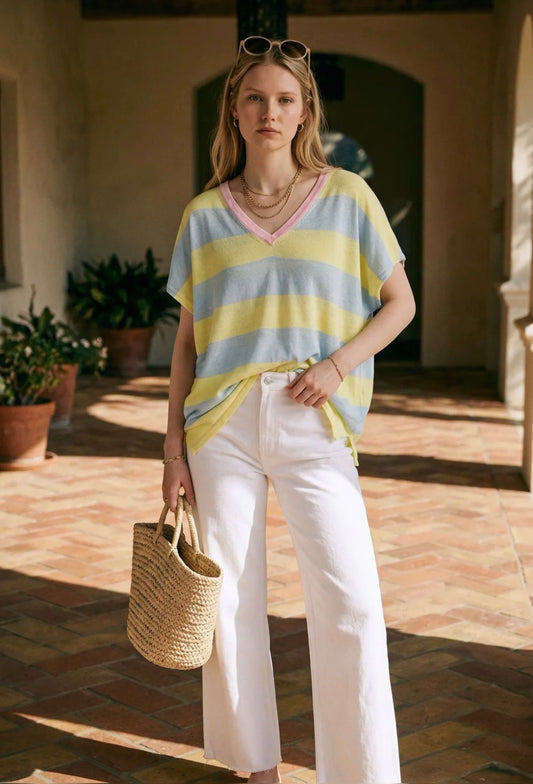 Blue Cotton Stripe T