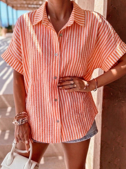 Neon orange stripe shirt