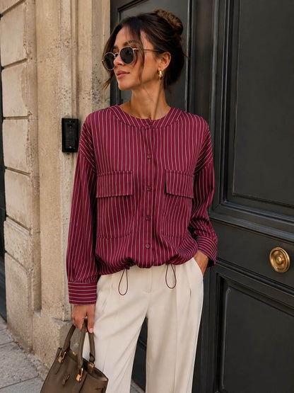 Burgundy draw string shirt