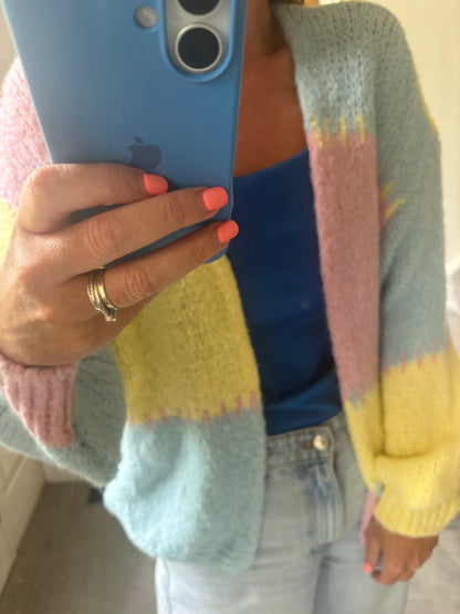 Pastel block Cardigan