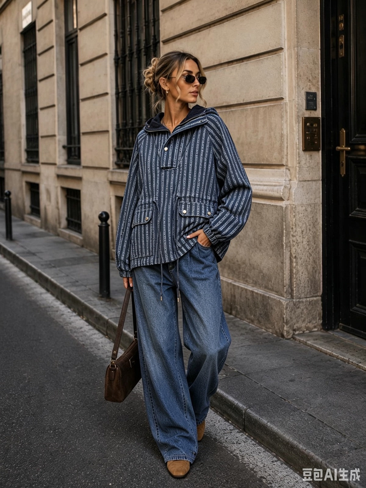 Blue hooded jacket