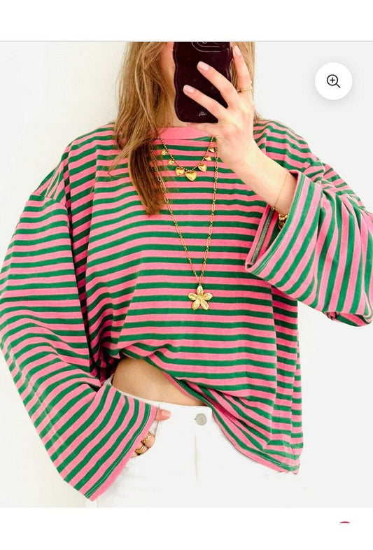 Bottle Green Stripe Top