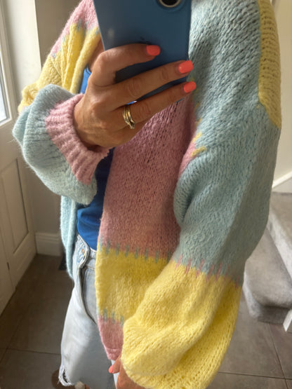 Pastel block Cardigan