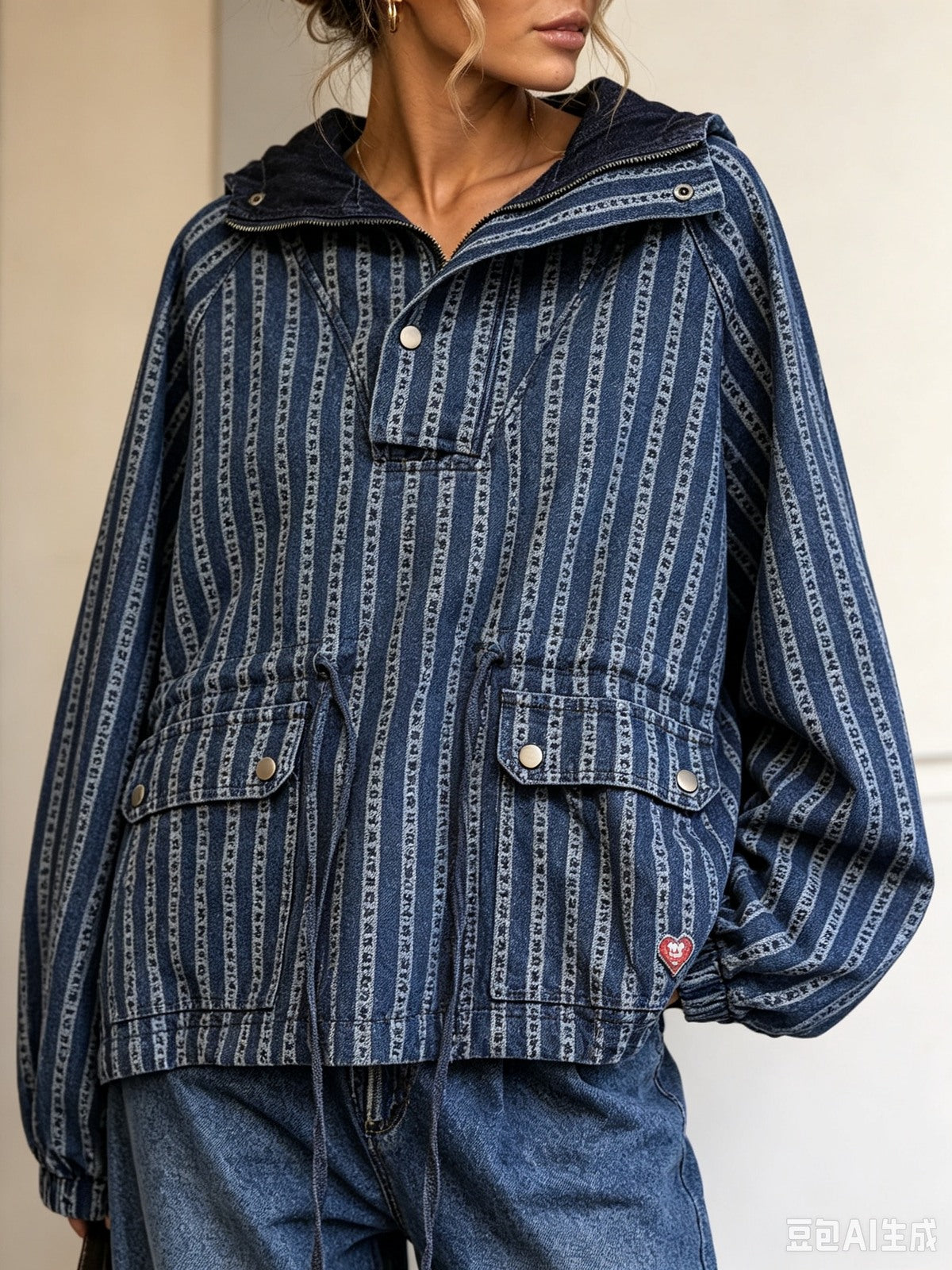 Blue hooded jacket