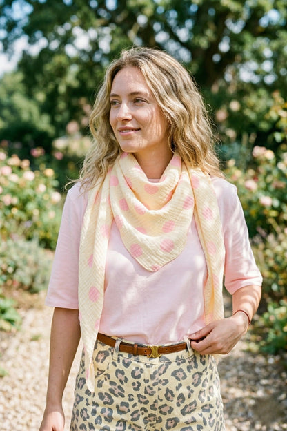 Lemon polka dot scarf
