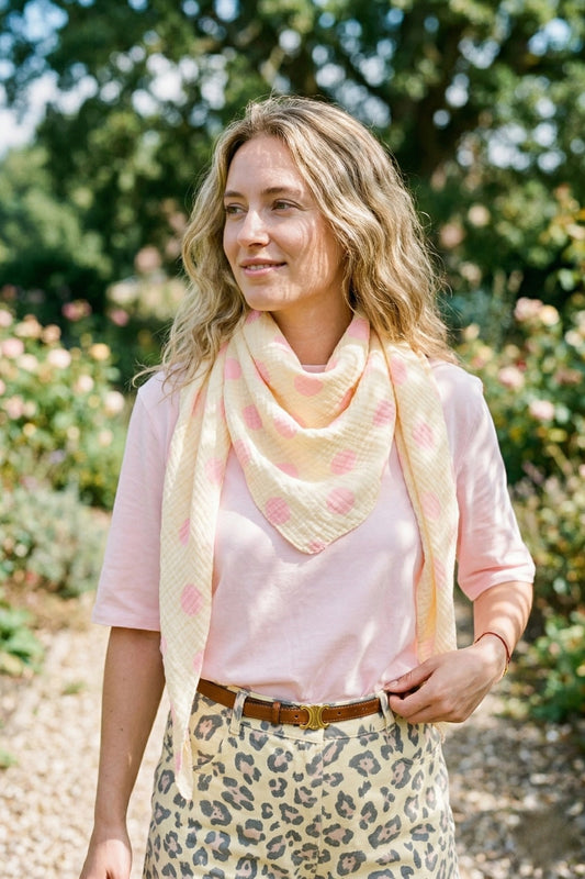 Lemon polka dot scarf