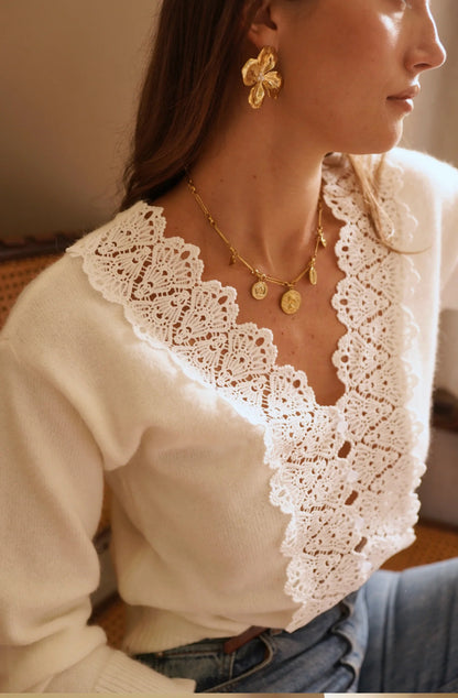 White Lace Sweater