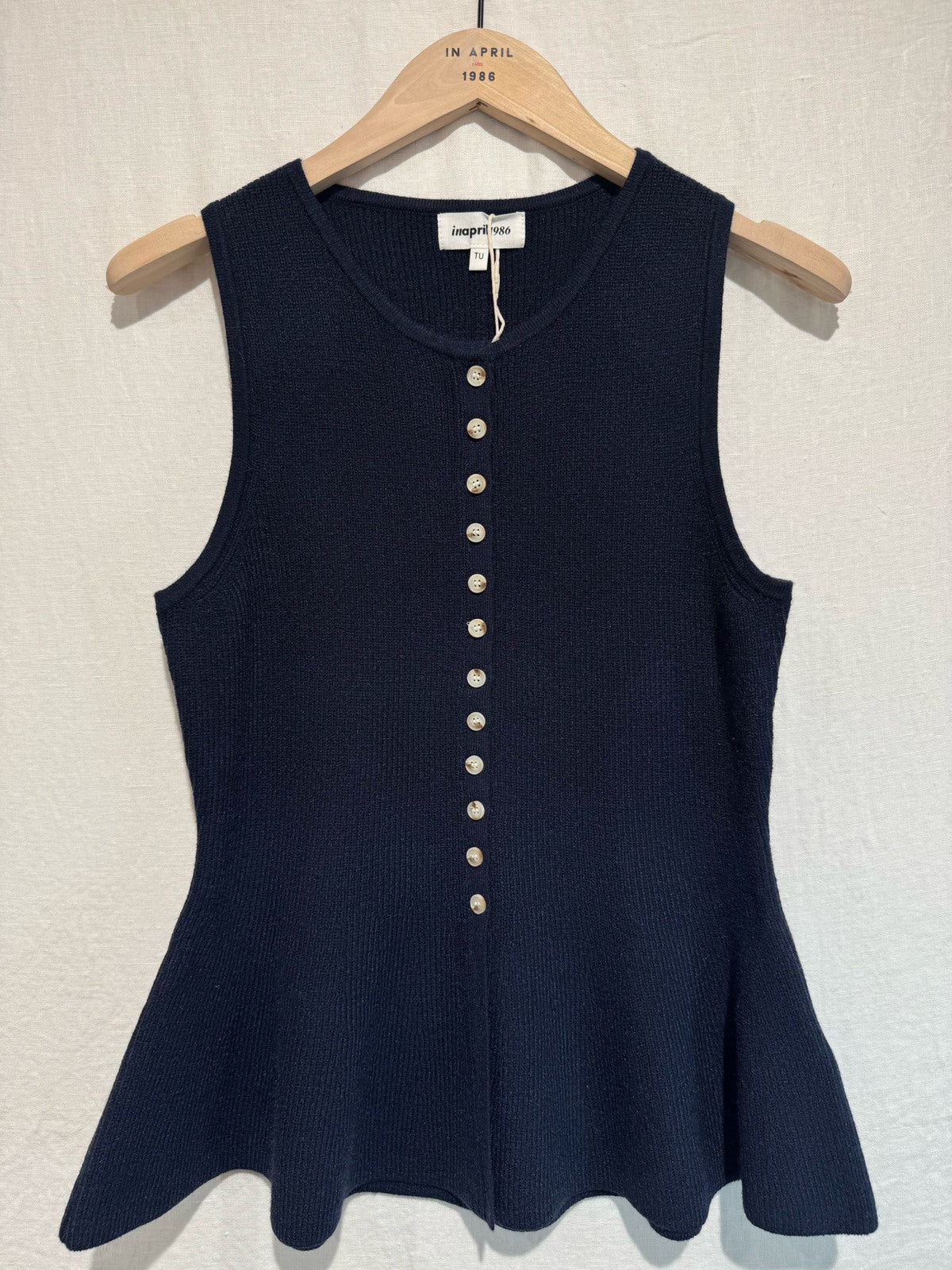 Buttoned Navy peplum vest